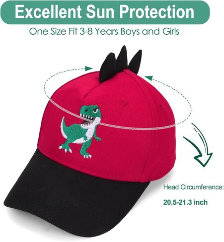 لطيف المطرز T-Rex Dinosaur Cap Cap Kids Trucker Hat القبعة القابلة للتعديل المضحكة قبعة Snapback للبنين الفتيات العمر 3-8 in Kuwait