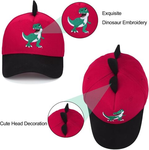 لطيف المطرز T-Rex Dinosaur Cap Cap Kids Trucker Hat القبعة القابلة للتعديل المضحكة قبعة Snapback للبنين الفتيات العمر 3-8 in Kuwait