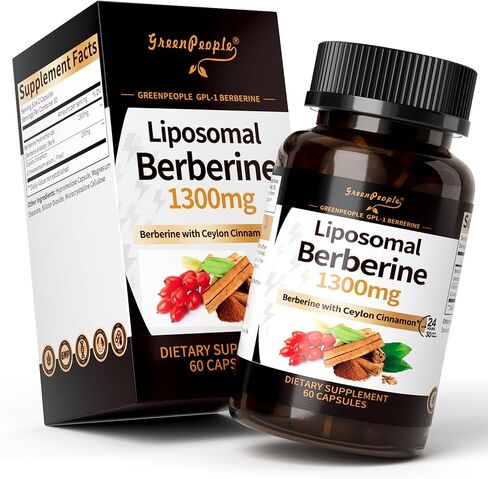 Liposomal Berberine HCL1300mg - Berberine Supplement with Ceylon Cinnamon Activates GLP-1 & AMPK - High Absorption Formula Healthy Weight Support – Non-GMO/Vegan – 30-Day in Kuwait