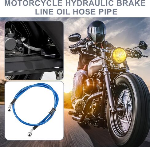 X AutoHaux 35.43 "طول 10 مم معرف دراجة نارية خط الفرامل الهيدروليكي خط خرطوم خرطوم أنبوب من الفولاذ المقاوم للصدأ من الفولاذ المقاوم للصدأ لدراجات ATV Motocross الرياضية الأزرق in Saudi Arabia