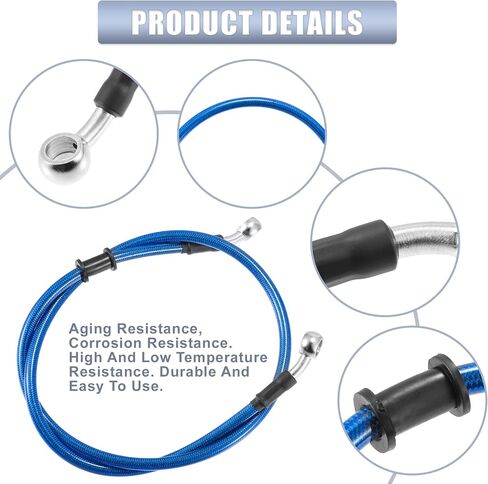 X AutoHaux 35.43 "طول 10 مم معرف دراجة نارية خط الفرامل الهيدروليكي خط خرطوم خرطوم أنبوب من الفولاذ المقاوم للصدأ من الفولاذ المقاوم للصدأ لدراجات ATV Motocross الرياضية الأزرق in Saudi Arabia
