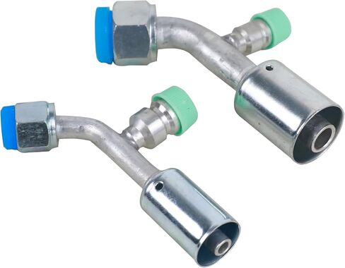 Air Conditioner Fitting Set #6 and #10 Female Oring Beadlock 45° Degree with R134a high and low pressure valve, A/C Refrigerant Hose Fitting in Kuwait