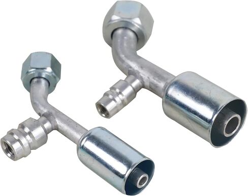 Air Conditioner Fitting Set #6 and #10 Female Oring Beadlock 45° Degree with R134a high and low pressure valve, A/C Refrigerant Hose Fitting in Kuwait