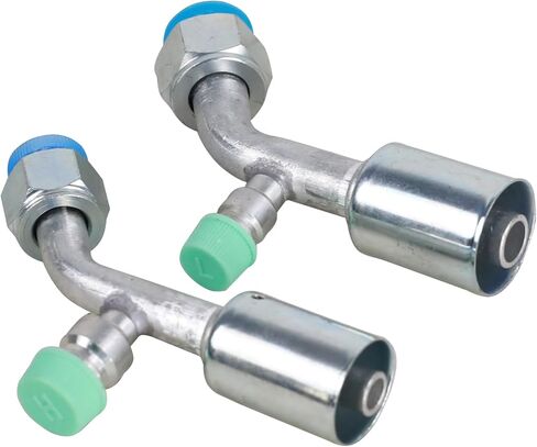 Air Conditioner Fitting Set #6 and #10 Female Oring Beadlock 45° Degree with R134a high and low pressure valve, A/C Refrigerant Hose Fitting in Kuwait