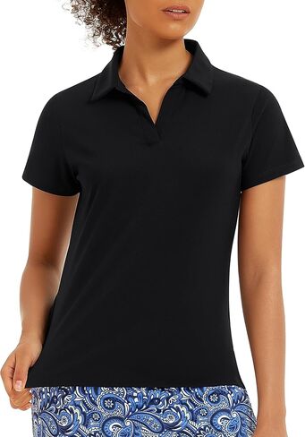 Stelle Women's V Neck Golf Polo Shirts UPF 50+ Short Sleeve Tennis Shirt Collared Workout Tops Quick Dry in Kuwait