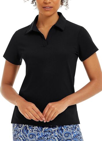 Stelle Women's V Neck Golf Polo Shirts UPF 50+ Short Sleeve Tennis Shirt Collared Workout Tops Quick Dry in Kuwait