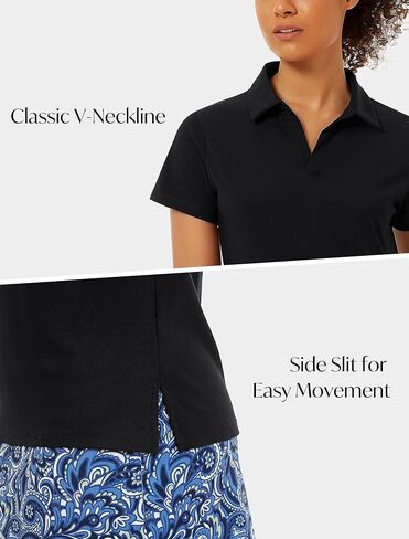 Stelle Women's V Neck Golf Polo Shirts UPF 50+ Short Sleeve Tennis Shirt Collared Workout Tops Quick Dry in Kuwait