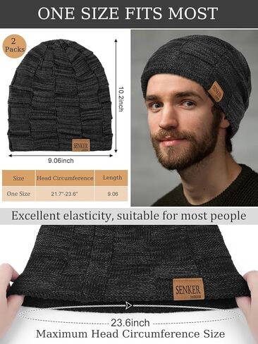 Senker Fashion Slouchy Beanie for Men Women, Oversized Winter Beanies Hats Warm Thick Stocking Caps for Gifts Outdoor in Kuwait