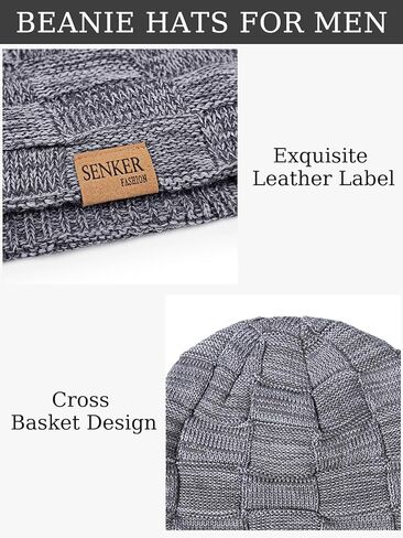 Senker Fashion Slouchy Beanie for Men Women, Oversized Winter Beanies Hats Warm Thick Stocking Caps for Gifts Outdoor in Kuwait