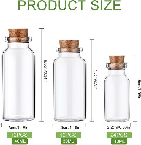 24pcs/set 10 مل زجاجات زجاجية Cork Stoppers DIY DIROTION MINI GLASS VIALS Cork ، تعويذة الجرار ، تفضل الحفلات ، رسالة في زجاجة (10 مل و 24 بكسل) in Saudi Arabia