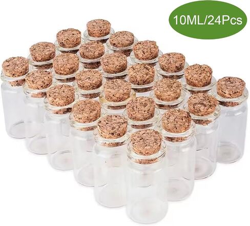 24pcs/set 10 مل زجاجات زجاجية Cork Stoppers DIY DIROTION MINI GLASS VIALS Cork ، تعويذة الجرار ، تفضل الحفلات ، رسالة في زجاجة (10 مل و 24 بكسل) in Saudi Arabia