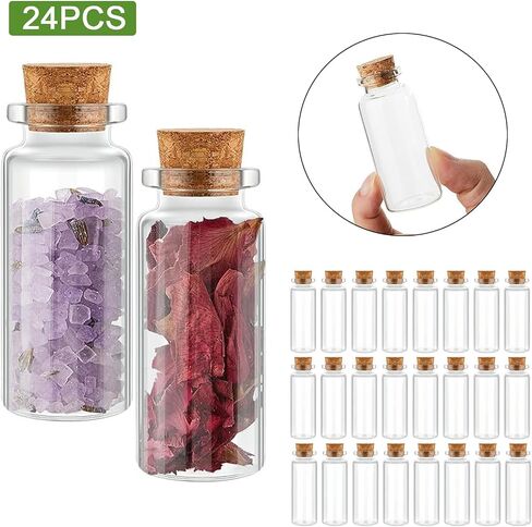24pcs/set 10 مل زجاجات زجاجية Cork Stoppers DIY DIROTION MINI GLASS VIALS Cork ، تعويذة الجرار ، تفضل الحفلات ، رسالة في زجاجة (10 مل و 24 بكسل) in Saudi Arabia