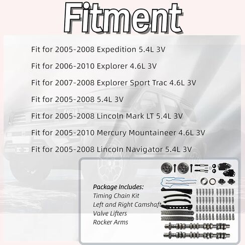 محرك عمود الحدبات الروك روكر الأسلحة الأسلحة مجموعة وتوقيت سلسلة كامبهياسير طقم For For Ford F150 Expedition Explorer Mustang Lincoln Mark LT Navigator Mercury Mountaineer 2005-2008 4.6L 5.4L 3V 5L1Z6250AA in Kuwait