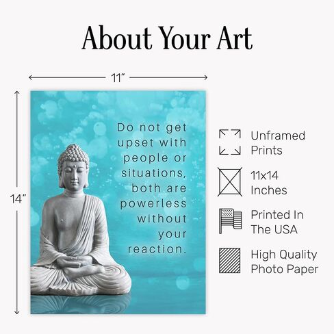 Buddha Decor - Zen Wall Art - Meditation Picture Print Home Decoration for Spa, Living Room, Yoga Studio, Bedroom - Inspirational New Age Quote Saying - Gift for Women, Buddhism Fan, Buddhist - 8x10 in Saudi Arabia