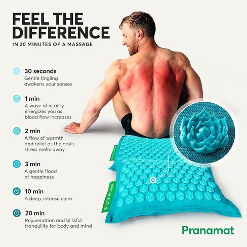 حصيرة ووسائد كبيرة للابر ، العلاج بالابر الممتاز لتخفيف الآلام والاسترخاء ، مصنوعة يدويًا في أوروبا بمواد مستدامة وطبيعية (Azur) in Kuwait