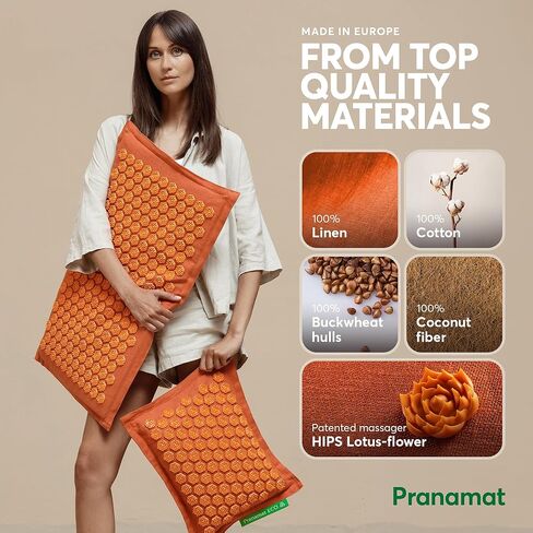 حصيرة ووسائد كبيرة للابر ، العلاج بالابر الممتاز لتخفيف الآلام والاسترخاء ، مصنوعة يدويًا في أوروبا بمواد مستدامة وطبيعية (Azur) in Kuwait