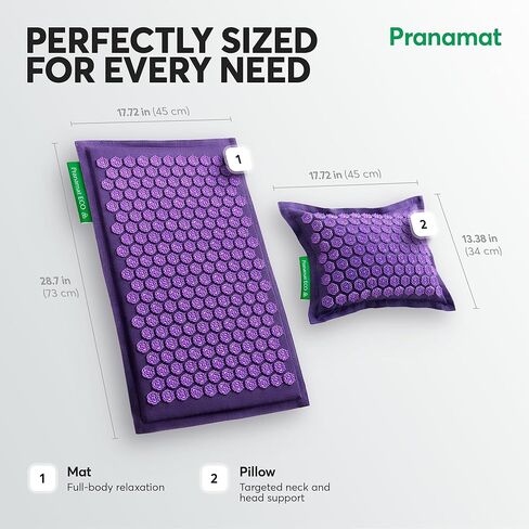 حصيرة ووسائد كبيرة للابر ، العلاج بالابر الممتاز لتخفيف الآلام والاسترخاء ، مصنوعة يدويًا في أوروبا بمواد مستدامة وطبيعية (Azur) in Kuwait