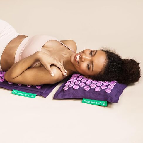 حصيرة ووسائد كبيرة للابر ، العلاج بالابر الممتاز لتخفيف الآلام والاسترخاء ، مصنوعة يدويًا في أوروبا بمواد مستدامة وطبيعية (Azur) in Kuwait