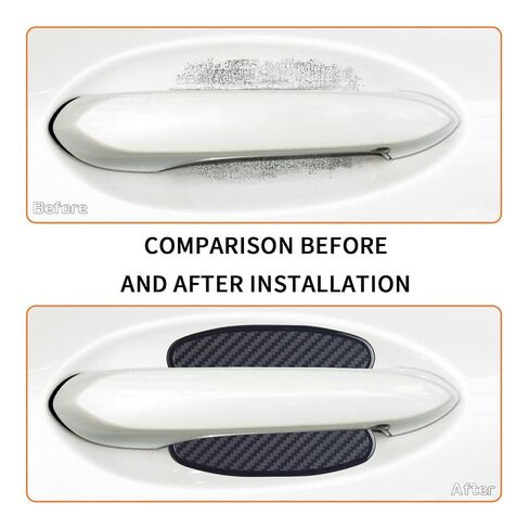 Tangsen 4pcs Universal 3D Carbon Fiber Texture Automotive Door Cup Handle Grans Paint Grotector Cover Scratch Non-Marking TPU ملصق PAD (M) in Saudi Arabia