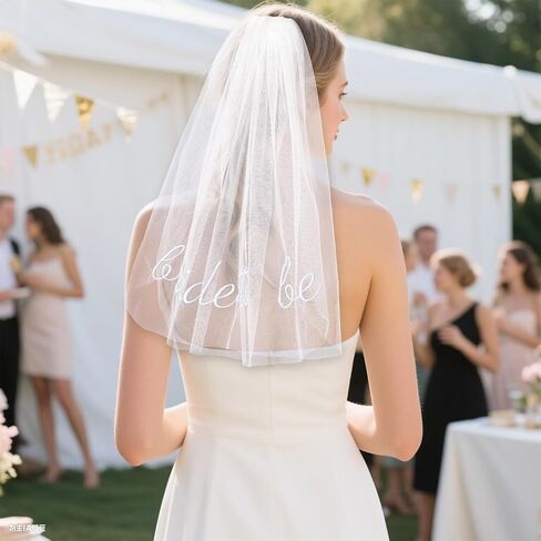 Bride To Be Embroidered Veil for Bachelorette Party Bridal Shower Tulle Pearl 2 Tier Bow Veil Engagement Accessory Bride Gift in Kuwait