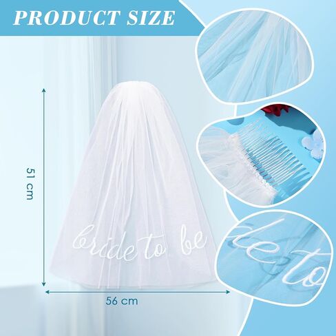 Bride To Be Embroidered Veil for Bachelorette Party Bridal Shower Tulle Pearl 2 Tier Bow Veil Engagement Accessory Bride Gift in Kuwait