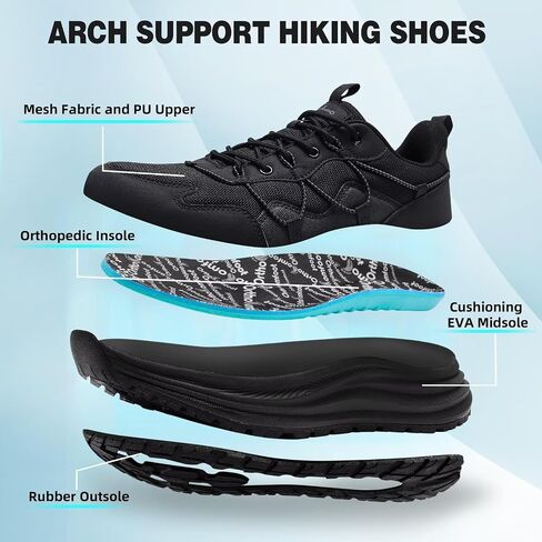 Men's Orthopedic Trail Running Shoes: Comfortable Casual Arch Support Plantar Fasciitis Workout Ooudoor Walking Shoes, Orthotic Flat Feet Hiking Sport Trekking Sneakers for Foot and Heel Pain Relief in Saudi Arabia