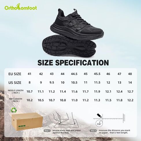 Men's Orthopedic Trail Running Shoes: Comfortable Casual Arch Support Plantar Fasciitis Workout Ooudoor Walking Shoes, Orthotic Flat Feet Hiking Sport Trekking Sneakers for Foot and Heel Pain Relief in Saudi Arabia