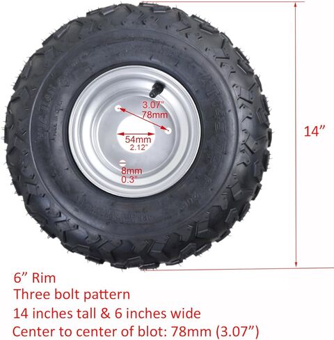 145/70-6 ATV Go Kart Quad Tires and Rims | 4PR Wheels (Set of 2) in Kuwait