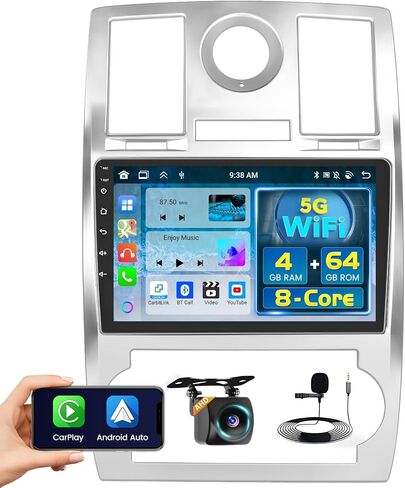 for Jeep Chrysler 300C 2004-2011 Android Car Stereo 10" Touch Screen with Wireless Carplay Android Auto, Radio Dash Kit GPS Navigation WiFi Bluetooth SWC Mirror Link, Mic Backup Camera in Saudi Arabia