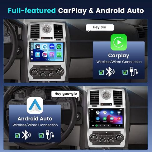 for Jeep Chrysler 300C 2004-2011 Android Car Stereo 10" Touch Screen with Wireless Carplay Android Auto, Radio Dash Kit GPS Navigation WiFi Bluetooth SWC Mirror Link, Mic Backup Camera in Saudi Arabia