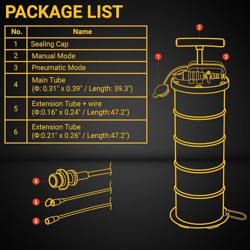 6.5L Pneumatic/Manual Vacuum Oil Extractor Pump, Fluid Extractor Pump, Oil Change Pump for Automotive, Lawn Mowers, Boats, Jet Skis, Multi-Scenario Applications in Kuwait