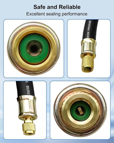 خراطيم المبردات عالية التدفق 6 '، 1/2 "خراطيم القطر ، 3/8" إلى 1/4 "خراطيم التبريد المعتمدة من أجل R410A وجميع المبردات الشائعة ، 20 ميكرون فراغ ، أسود ، أسود in Kuwait
