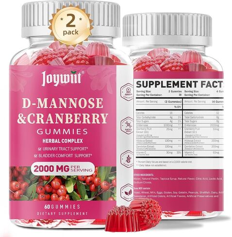 D -Mannose Gummies 2000mg مع التوت البري 500mg و Hibiscus - D Mannose مكملات مضغات للنساء - الكبد ، تدفق المثانة وتطهير المسالك البولية - 120 COUNT in Kuwait