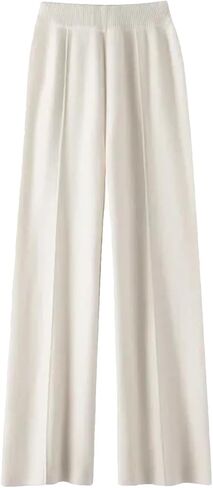 Autumn Winter Women Wool Pants Soft High-Waist Knitted Trousers Female Solid Color Thicken Wide Leg Pant in Saudi Arabia