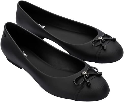 حذاء ميليسا دول V جيلي مسطح للنساء - حذاء باليه ناعم ومرن للنساء، مزين بفيونكة، حذاء جيلي سهل الارتداء ومغلق من الأمام in Kuwait