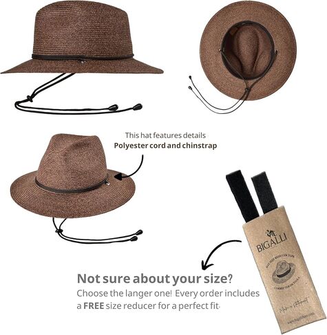Odyssey Poly Braid Straw Fedora Hat for Men Women Summer Beach Derby Hat Center Dent, Cord & Chinstrap, UPF 80 in Kuwait