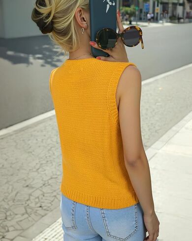 Messic Women Sweater Vest 2025 Summer Tie Front Tops Beach Knit Tank Tops in Kuwait