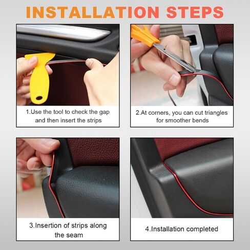 Car Interior Trim Strips, 16.4ft Self Adhesive PVC Electroplated Insert Molding Trim, DIY Moulding Trim Strip Line for Car Air Vent Door Dashboard Decorations, Red in Saudi Arabia