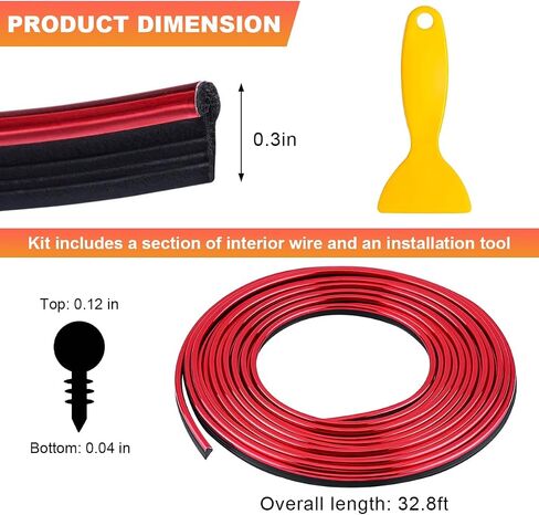 Car Interior Trim Strips, 16.4ft Self Adhesive PVC Electroplated Insert Molding Trim, DIY Moulding Trim Strip Line for Car Air Vent Door Dashboard Decorations, Red in Saudi Arabia