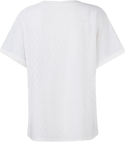 Summer Tops for Women Trendy 2025 Short Sleeve v Neck Eyelet Shirts Dressy Casual Loose Ladies Blouses Going Out in Kuwait