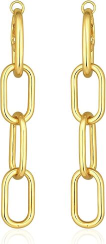 Gold Chain Dangle Earrings for Women, Trendy Two Tone Statement Earrings Lightweight Hypoallergenic Jewelry for Teen Girls Gifts for Her in Kuwait