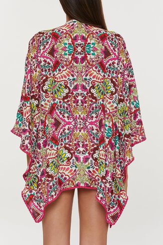 Trina Turk Women's Standard Pirouette Open Front Tunic, Floral Print, Casual, Beach Cover Ups, Multicolor in Saudi Arabia
