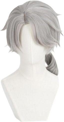 شعر مستعار ذيل حصان رمادي قصير الطبقات للرجال الذكور أنيمي Cosplay CoSplay Game Game Costume Fant Dress شعر مستعار مقاوم للحرارة in Kuwait