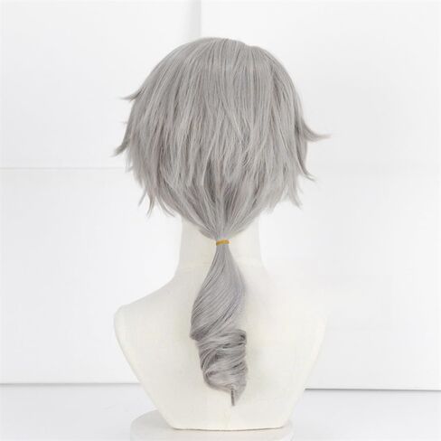 شعر مستعار ذيل حصان رمادي قصير الطبقات للرجال الذكور أنيمي Cosplay CoSplay Game Game Costume Fant Dress شعر مستعار مقاوم للحرارة in Kuwait