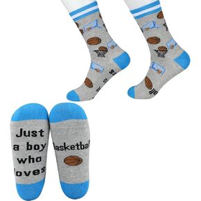 CMNIM Basketball Gifts for Boys 2 Pairs Novelty Basketball Socks Just a Boy Who Loves Basketball Lovers Gifts