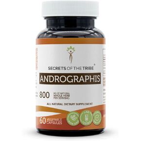 Secrets of the Tribe Andrographis 60 Capsules, 800 mg, Andrographis (Fah talai jone, Andrographis Paniculata) Dried Herb (60 Capsules)