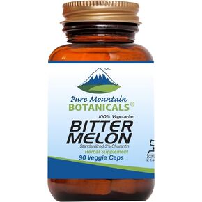 Pure Mountain Botanicals Bitter Melon Capsules - Kosher Vegan Caps with 500mg Bitter Melon Extract Supplement