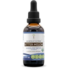 Secrets of the Tribe Bitter Melon USDA Organic | Alcohol-Free Extract, High-Potency Herbal Drops | Made from 100% Certified Organic Bitter Melon (Momordica Charantia) Dried Fruit 2 OZ
