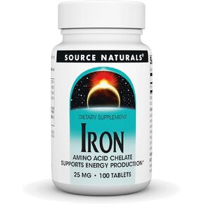 Source Naturals Iron, Amino Acid Chelate - Dietary Supplement That Supports Energy Production - 100 Tablets