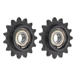 uxcell #35 Chain Idler Sprocket, 10mm Bore 3/8" Pitch 15 Tooth Sprocket Tensioner, C45 Carbon Steel 35 Roller Chain Sprocket with Bearing for ISO 06C Chain, 2Pcs